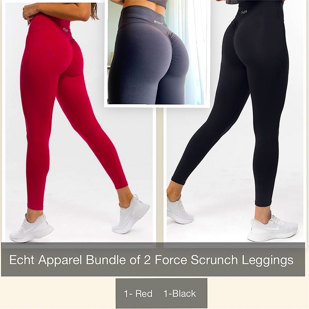 Bundle of 2 Echt Apparel Force Scrunch Legging- Red & Black